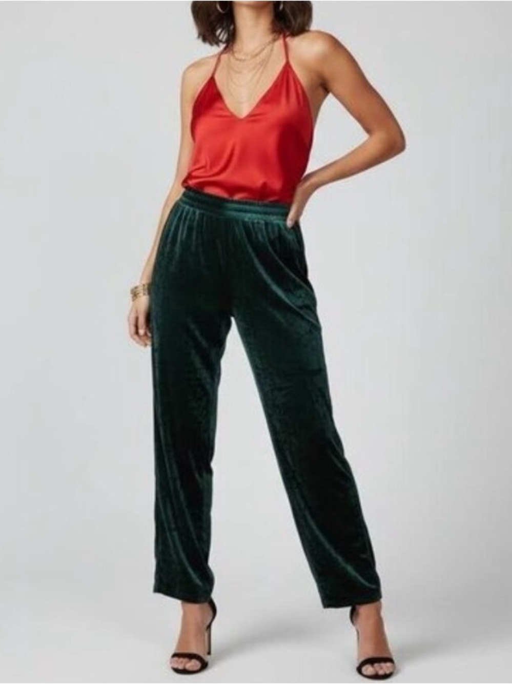 WAYF Straight Leg Crushed Velvet Pants